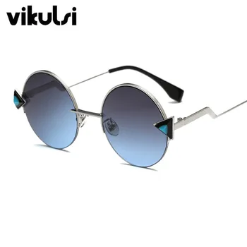 Brand Designer Overdimensionerede Runde Solbriller Kvinder 2017 Oculos Skygge Ramme Retro Pil Spejl solbriller Gafas de sol mujer UV400