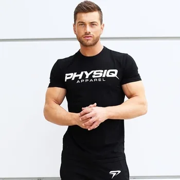 Brand Herre cotton t-shirt til sommeren 2018 nye fitnesscentre Fitness-Bodybuilding-Shirts mandlige mode Afslappet korte t-Shirts print-Toppe-tøj