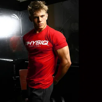 Brand Herre cotton t-shirt til sommeren 2018 nye fitnesscentre Fitness-Bodybuilding-Shirts mandlige mode Afslappet korte t-Shirts print-Toppe-tøj