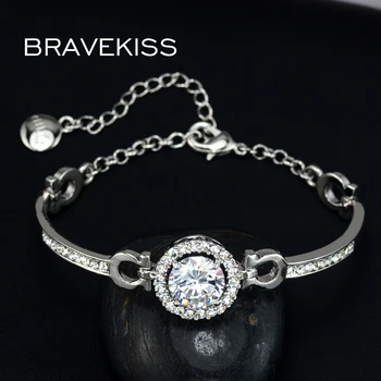 BRAVEKISS runde cz sten armbånd armbånd crystal til kvinder, brude kæde armbånd pulseiras bileklik smykker BUB0012