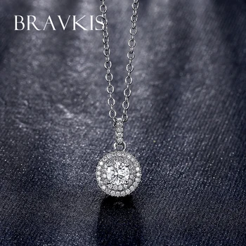 BRAVEKISS runde krystal vedhæng halskæder til kvinder cz kæde halskæder collare flydende charme choker halskæde smykker BUN0229