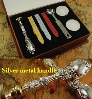 Brev voks stempel,vintage metal sølv håndtag,forsegling stempel ,jul, ferie gave,Fri fragt