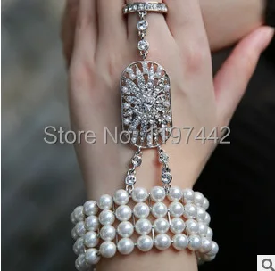 Bridal armbånd & armbånd The Great Gatsby Perle Brude armbånd til kvinder Perle Brude Brudepige Crystal Hånd kæde