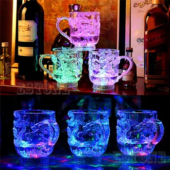 Briller Beer Cup Dragon LED Induktiv Regnbue Farve med Blinkende Lys Glød Krus Til Fest