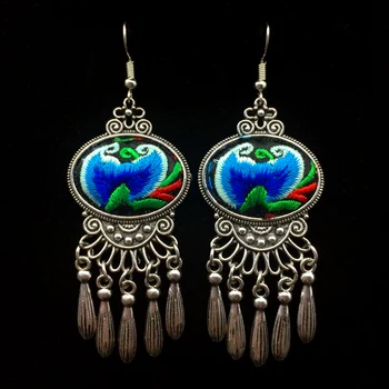Broderi Vedhæng øreringe til kvinder lang kvast etniske dingle øreringe stor boheme boho pendiente mujer moda vintage smykker