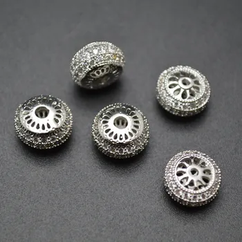 Brolagt Ægte CZ 5x10mm Rondelle Tønde Hjul Form Spacer Løse Perler Smykker Resultaterne Gratis fragt