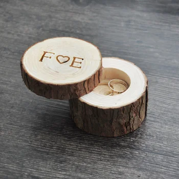Brugerdefineret Ring Box bryllup/valentines træ-ring box Træ Jubilæum Ring Box 4 stilarter