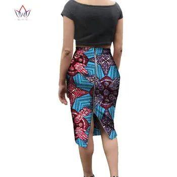 BRW 2017 Afrikanske Voks Print Nederdel For Kvinder Dashiki Bazin Riche Plus Size Dame Nederdel Afrikanske Kvinder Tøj Blyant Nederdele WY1626