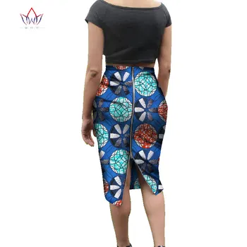 BRW 2017 Afrikanske Voks Print Nederdel For Kvinder Dashiki Bazin Riche Plus Size Dame Nederdel Afrikanske Kvinder Tøj Blyant Nederdele WY1626