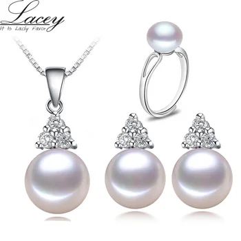 Bryllup ferskvands perle smykker sæt kvinder,naturlige perle smykker 925 sterling sølv smykker kæreste mødre fødselsdag bedste gave