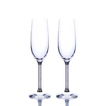 Bryllup Vin Glas Champagne Fløjter Krystallinsk 250ML 2stk Luksus Part Ristningen Briller Pokal Krystal Rhinestone Design H1005