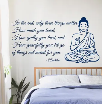 Buddha Vægoverføringsbilleder Citat Kun Tre Ting Noget Yoga Fitness Indretning Vinyl Væg Sticker Hjem Interiør Design, Kunst Soveværelse Indretning A049