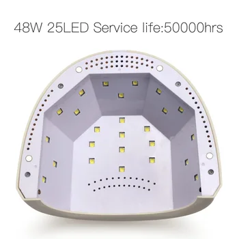 BURANO 48W UV-LED Nail lampe 25 Lysdioder Nail dryer for UV Gel LED Gel med 5s/30'erne/60'erne timer sømmaskine nail art værktøj