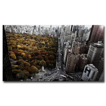 Bybilledet Træer New York Street Park Central Art Silk Plakat Hjem Decor Billeder 11x20 24x43 30x54 Tommer Ingen Stel Gratis Fragt