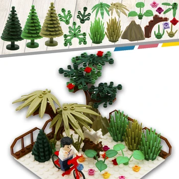 Byen MOC Tilbehør Del byggesten Mini Træ, Blomst Plante Græs Ven Militære Kompatibel LegoINGlys Byen Legetøj For Børn