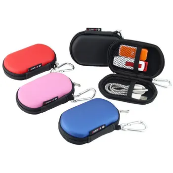 Bærbare Digitale Gadget Rejser Opbevaring Taske til Hovedtelefoner, U Disk, SD-Kort, USB-datakabel, Vandtæt Mini Oval Pose med Krog