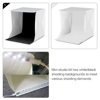 Bærbare Folde Lightbox Fotografering LED Lys Værelses Foto Studio Lys Telt Blød Boks Baggrunde for Digitale DSLR-Kamera