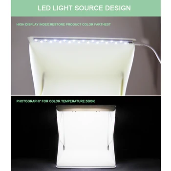 Bærbare Folde Lightbox Fotografering Studio Softbox LED Lys Blød Boks til DSLR-Kamera Foto Baggrund Dropshipping