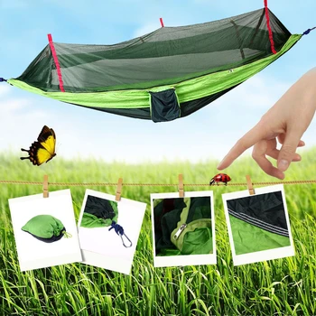 Bærbare Hængekøje Enkelt Person, Anti-myggestik Hængekøje med Myggenet til Udendørs Camping E5M1