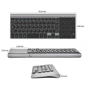 Bærbare Mute Nøgler Tastaturer 2,4 G Ultra Slim Mini Wireless Keyboard med Touchpad ' en til Mac PC XP7 10 Vista Android Smart TV Boks