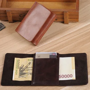Bærbare Solid Ægte Læder penge klip tegnebog mini mænds brand i tasken med magneten haspe to farverne brun og