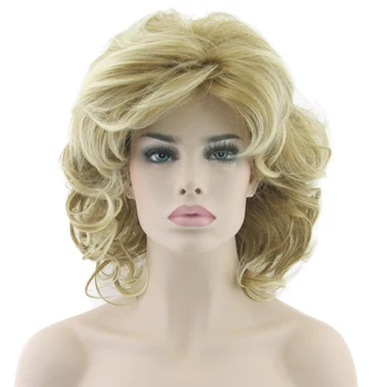 Bølget Blonde Korte Parykker Cosplay Paryk Syntetiske varmeandighed Ombre Hair Parykker til Kvinder