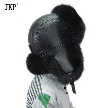 Børn, Børns hatte ægte ræv pels Hat med vinter-Barn bombefly huer til drenge russiske pels hætter