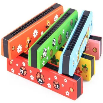 Børn malet træ musikinstrumenter harmonika mundharmonika WM112 tidlige barndom musik oplysning grøn flerfarvet