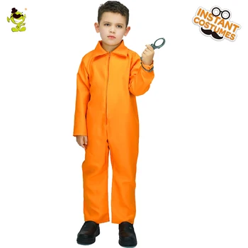 Børn Orange Fange Kostumer Drenge Dårlige Vaneforbryder Cosplay Jumpsuit til Børn rollespil Party