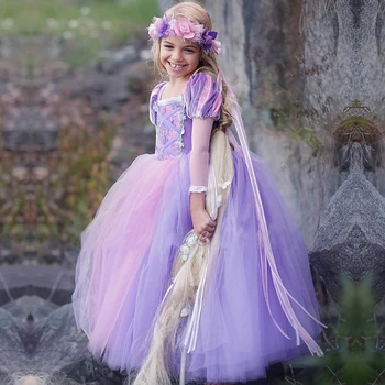 Børn Piger Prinsesse sofia Rapunzel Kjoler Fuld Bolden Kjole Lang festkjole Børn Tøj Børn Cosplay Kostume Maskerade