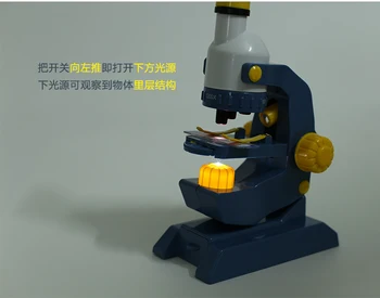 Børn Toy 100 X 400 X 1200X Zoom Belyst Monokulare Plast Biologiske Mikroskop til Kid ' s Fødselsdag Videnskabelige Gave