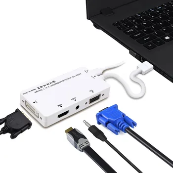CableDeconn 4in1 Alle i En HDMI-til-HDMI VGA DVI Audio Med Mikro-USB-Konverter Adapter Kabel til Bærbar grafikkort Computere