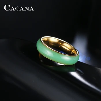 CACANA Titanium, Rustfrit Stål Ringe Til Kvinder Lyse Keramik Mode Smykker Engros NR.R140 141