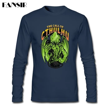 Call Of Cthulhu T-shirt Til Mænd Rund Hals Lange Ærmer Bomuld Fantastiske Mænd T-Shirts Asian Størrelse