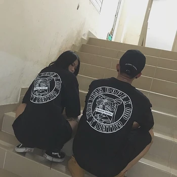 Camiseta Mujer 2018 Sommer Stil Toppe Korea Ulzzang Harajuku T-shirt Til Womentrendsetter Gotiske Bogstaver Påtrykt Løs T-shirts