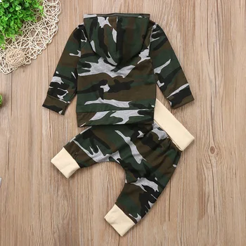 Camouflage Nyfødte Dreng Pige langærmet Hooded Pullover Toppe Harem Bukser Varme 2STK Tøj Baby Tøj Sat til 0-24M