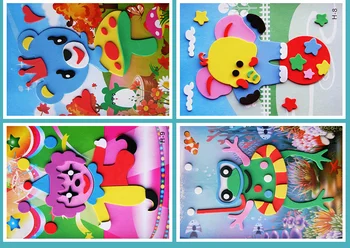 Candice guo plastik legetøj trække maleriet EVA stereo 3D-klistermærke tegnefilm klistermærker børn Håndlavet DIY hånd arbejde spillet gave 10stk/sæt