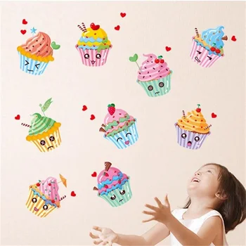 Candy wall stickers lækker Cup cake decor is tapet fødselsdag part dekorationer hjem, butik, vindue vinyl decals