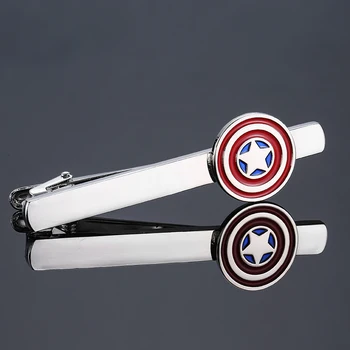 Captain America Design Slips Klip Herre Tynde Blanke Tie Bar Hånd slibning sølvbryllup Slips Klip Pin-Mænd Mode Smykker