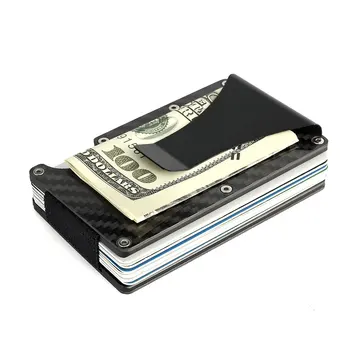 Carbon Fiber Pung Metal RFID Mini Kreditkort Indehaveren Business Bil ID-Kort Case Penge Klemme Rejse Porte Carte Kortindehaveren