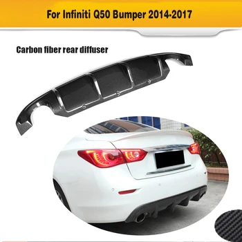 Carbon Fiber Tilføje på Bilens Bageste Kofanger Diffuser læbe Spoiler Til Infiniti Q50 Sort PU 2013 - 2017