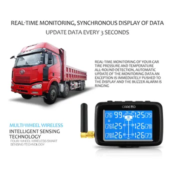 CAREUD U901 TPMS Auto Truck Bil Tire Pressure Monitor System Udskifteligt Batteri med 6 Eksterne Sensorer LCD-Skærm