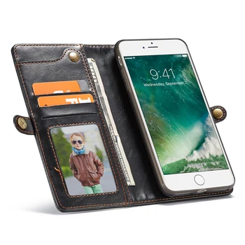 CaseMe Telefon Cases Til iPhone 7 7 Plus Luksus Retro Multifunktions Læder Tegnebog-Kort Lomme 2 I 1 Dækslet Tilbage Tilfældet For iPhone7
