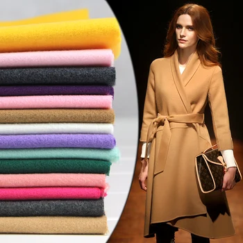 Cashmere frakke stof på 1,5*0,5 M tykke vinter Efterligning uld klud dobbelt-sidet Mode solid farve syning for kvinder kjole nederdel