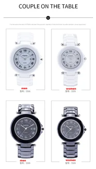 Casual Keramiske ure mand, kvinde, par ure kvarts runde luksus kvinder, mænd elsker ure vandtæt sort hvid relogio