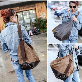 Casual kvinder canvas taske håndtaske Nye falde kvinder håndtasker stor kapacitet blast bølge koreanske særlige overdimensionerede skuldertaske M7-581
