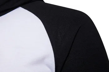 Casual Mænds Kontrast Slim Fit Hætte T-Shirt 2018 Helt Nye Raglan langærmede Henley-Shirt Mænd Sort Hvid Jersey t-shirt til Mænd