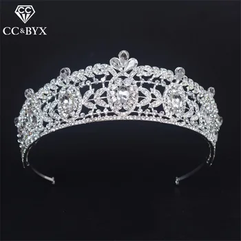 CC crown tiaras hairbands vintage cz guld-farve luksus bryllup hår tilbehør til brude engagement smykker engros HG587