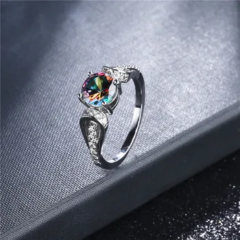 CC vielsesringe For Kvinder Trendy Luksus Smykker Mystic Farverige Sten Regnbue Ringen Brude Engagement Tilbehør Anillos CC836