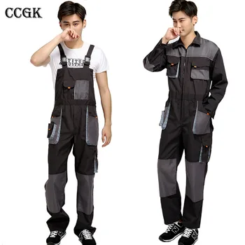 CCGK bib overalls mænd arbejder overtræksdragter beskyttende reparatør rem jumpsuits bukser arbejder uniformer plus size heldragt uden ærmer